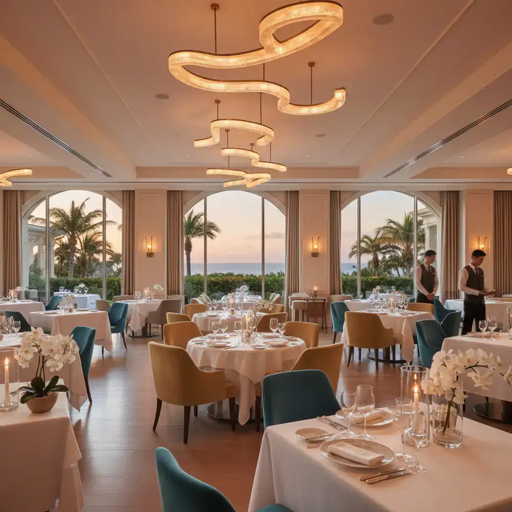 Elegant fine dining restaurant inside a resort